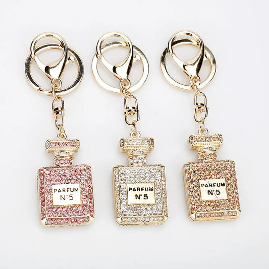 Rhinestone Perfume Bottle Keyring