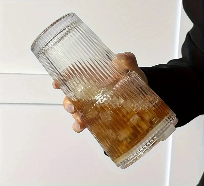 Glass Cup With Lid and Straw 